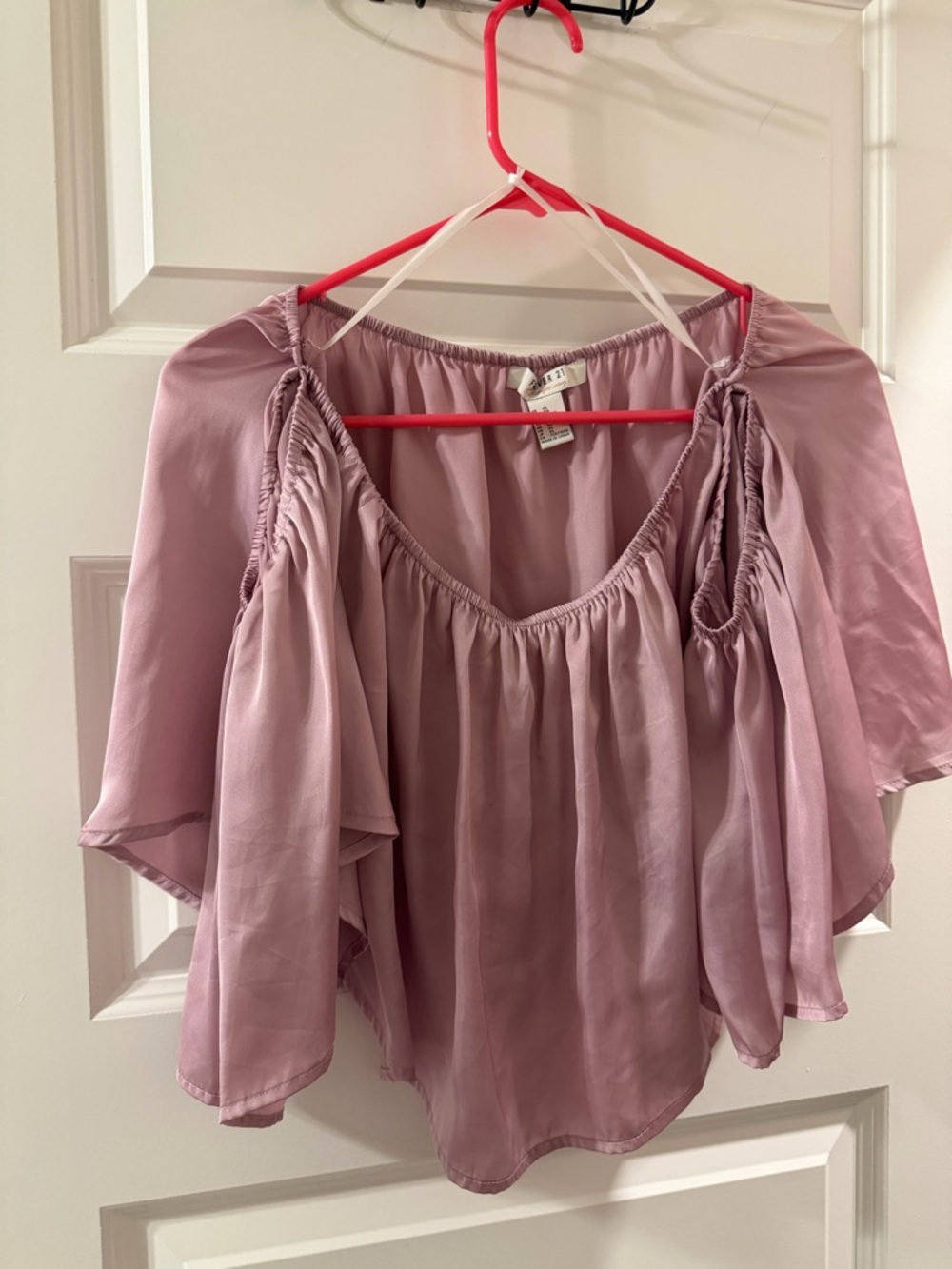 Forever 21 Mauve Off-Shoulder Flutter Sleeve Top